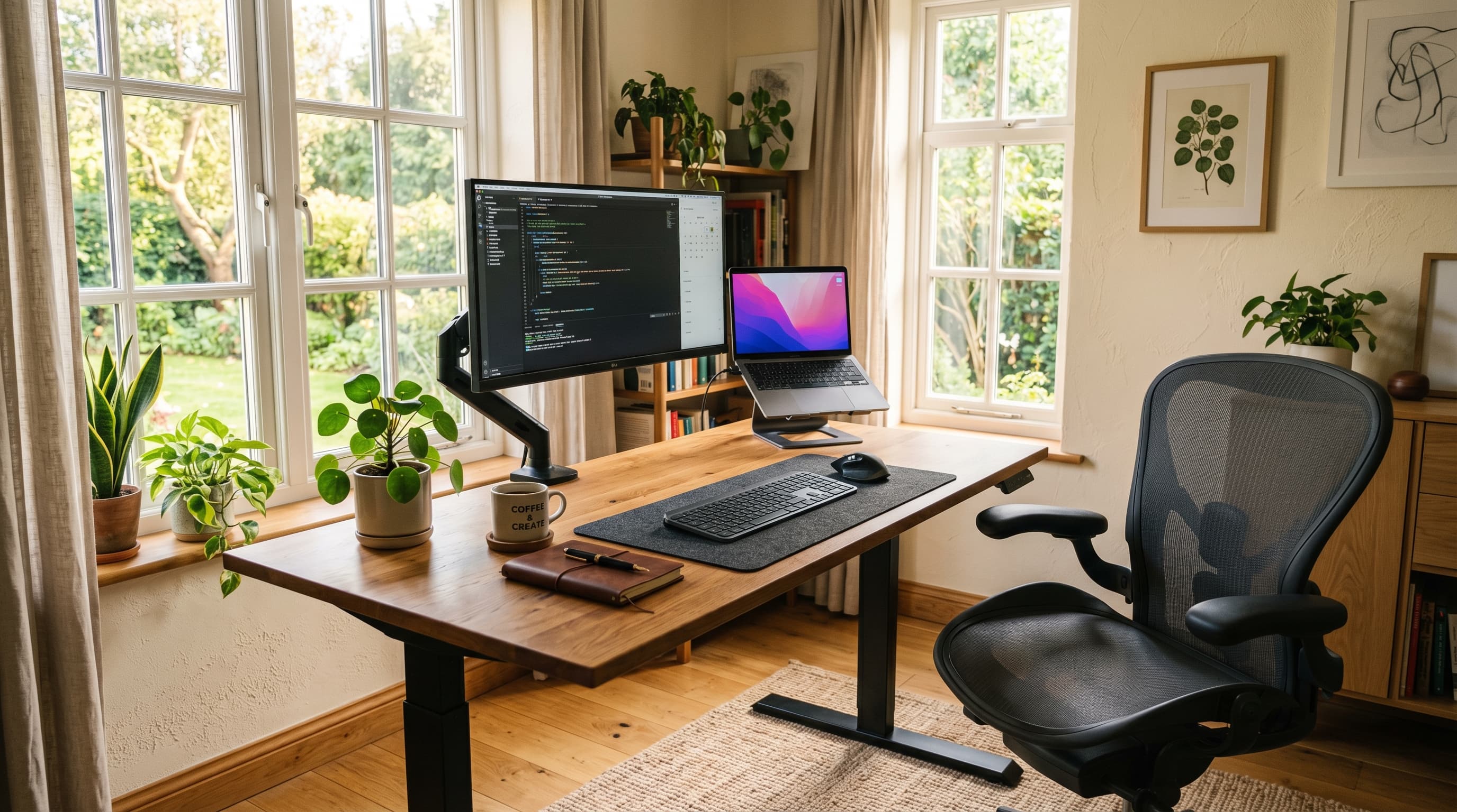 Cozy home office workspace