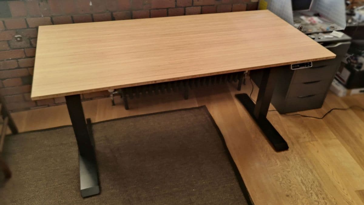 FlexiSpot E7 standing desk in a modern home office setup