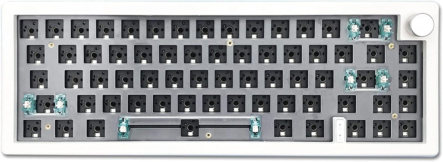 GMK67-65% Keyboard Kit,Hot-Swappable Bluetooth 5.0/2.4G/Type-C Tri-Mode Wireless RGB Mechanical Keyboard PCB Mounting Plate Kit EVA Sound Insulation Mat,Customized Keyboard Kit(Black+Knob)