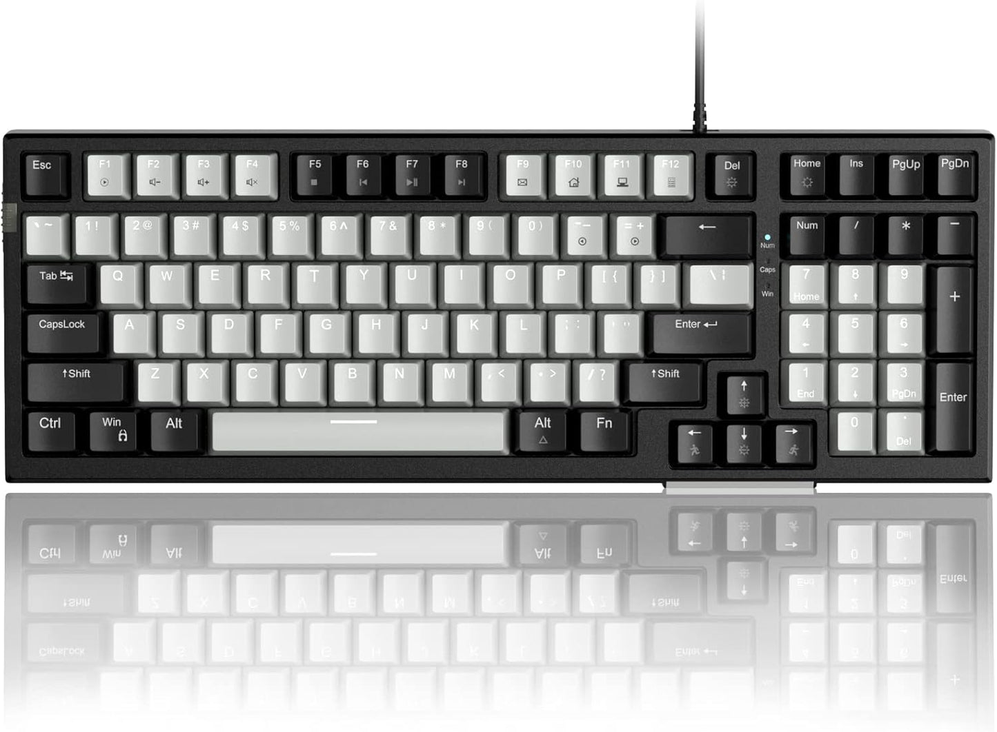 Compact 80% Mechanical Gaming Keyboard, Hot-Swappable Mechanical Keyboard with Number Pad and Red Switches, Blue LED Backlit Keyboard 98 Keys for Windows PC Mac, Blue White