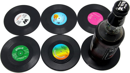 Coaster Vinyl Record Disk Coasters for Drinks - Tabletop Protection Prevents Furniture Damage (6 PCS Vinyl)