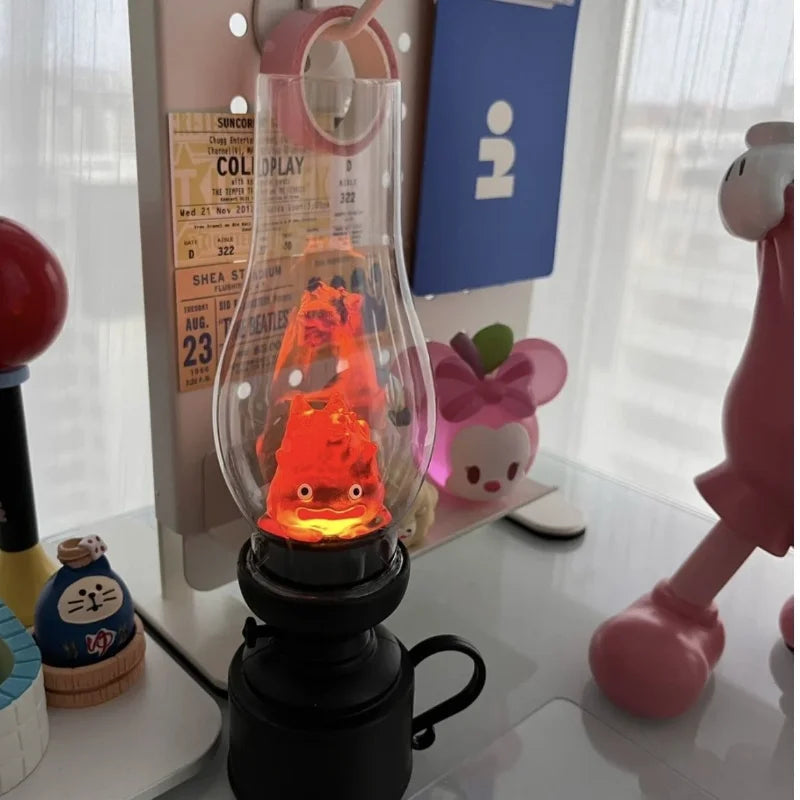 Halloween Retro Night Light Calcifer Flameless Decorative Lamp Cartoon Anime Kerosene Candle Lamp Bedroom Bedside Table Lamp