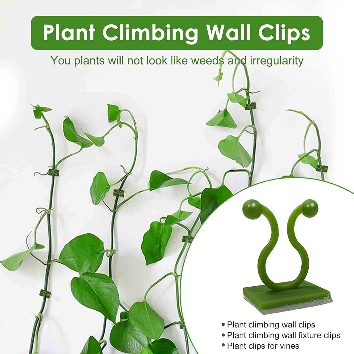 Plant Clips-Plant Climbing Wall Fixture Clips 110PCS, Invisible Clips for Climbing Plants，Self-Adhesive Plant Wall Clips for Plant Support, Sticky Plant Fixture Clips Plant Holder for Pothos