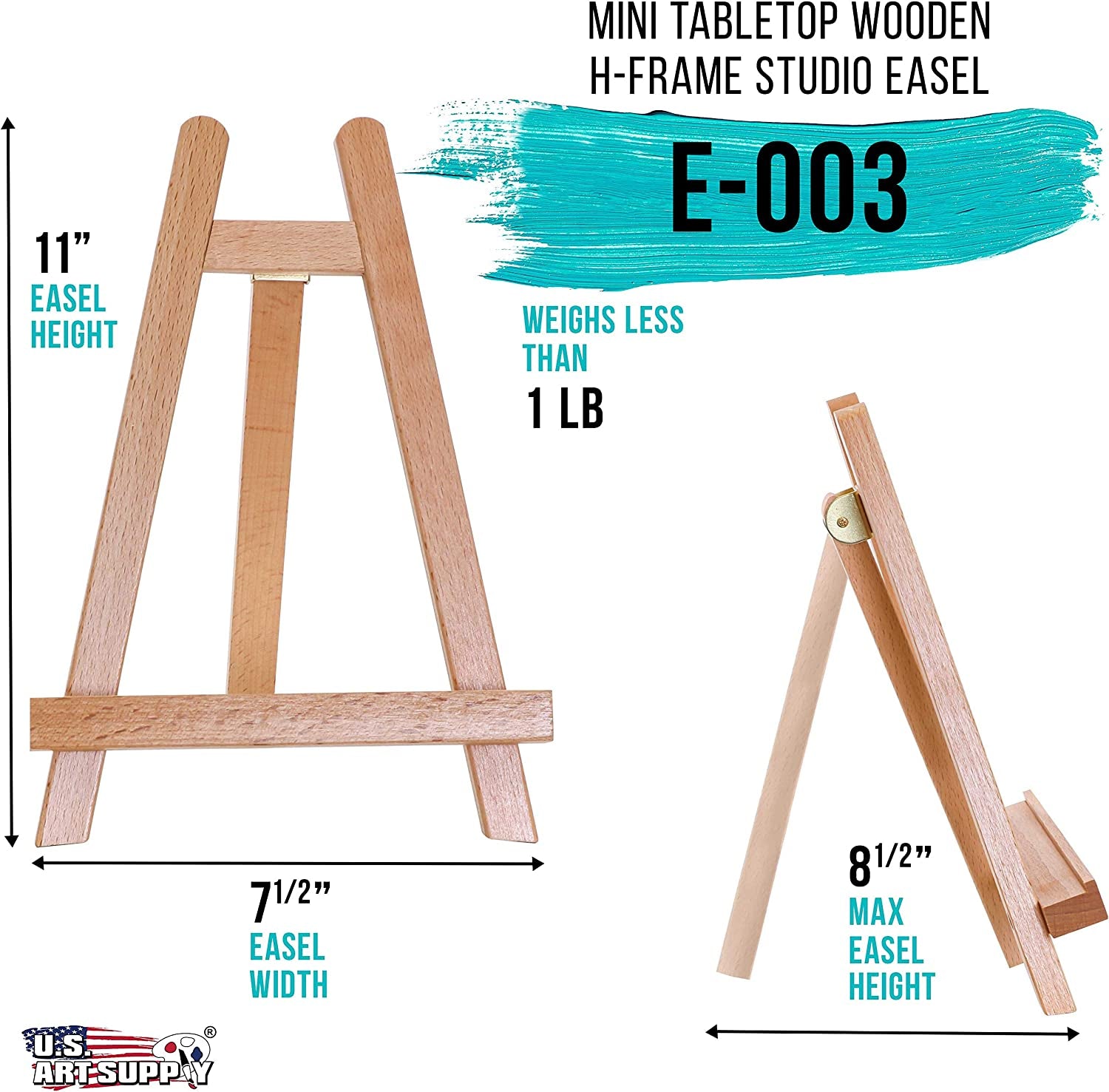 US Art Supply CARMEL Small 10-1/2 Inch Tabletop Wood Display Artist A-Frame Easel