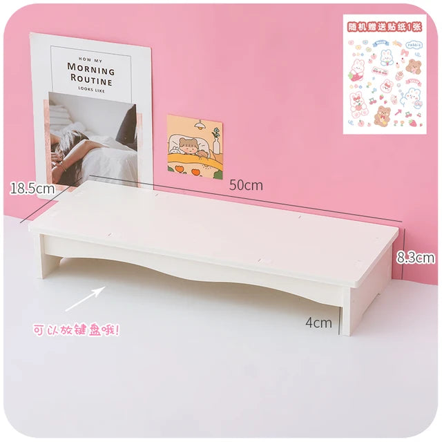 Cute Wooden Desk Monitor Stand and Organizer 