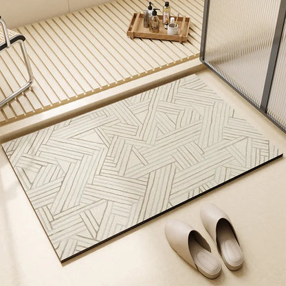 Minimalist Geometry Diatom Mud Entrance Door Mat Antislip Home Outdoor Kitchen Rug Washable Hallway Bathroom Porch Floor Carpet