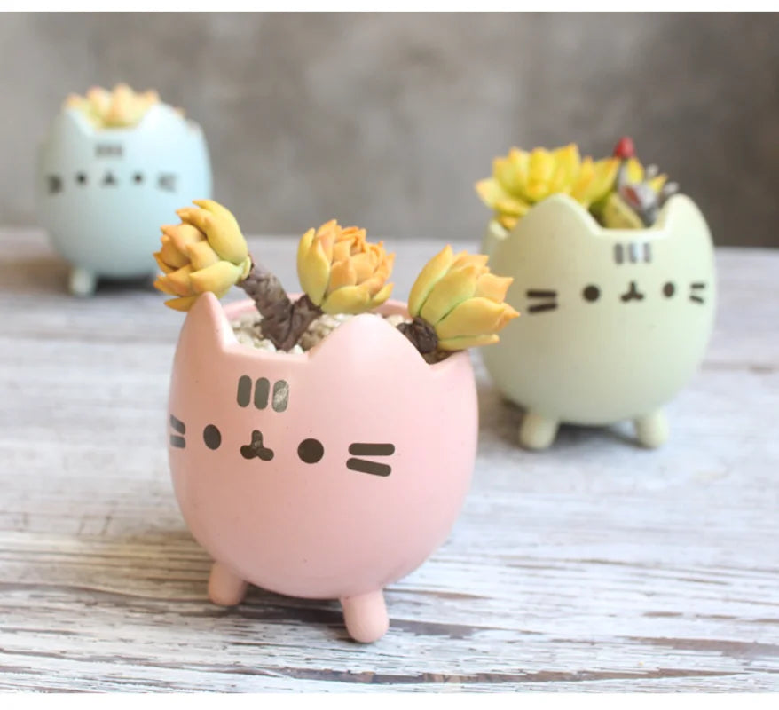 Ceramic Flower Pot Cute Cat Succulent Plant Pots Vase Simulation Planters for Indoor Plants Animal Cartoon Pots Home Decoration