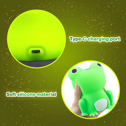 Cute Silicone Frog LED Night Light Touch Sensor Dimmable Timer USB Rechargeable Bedside Lamp for Children Baby Bedroom Decor