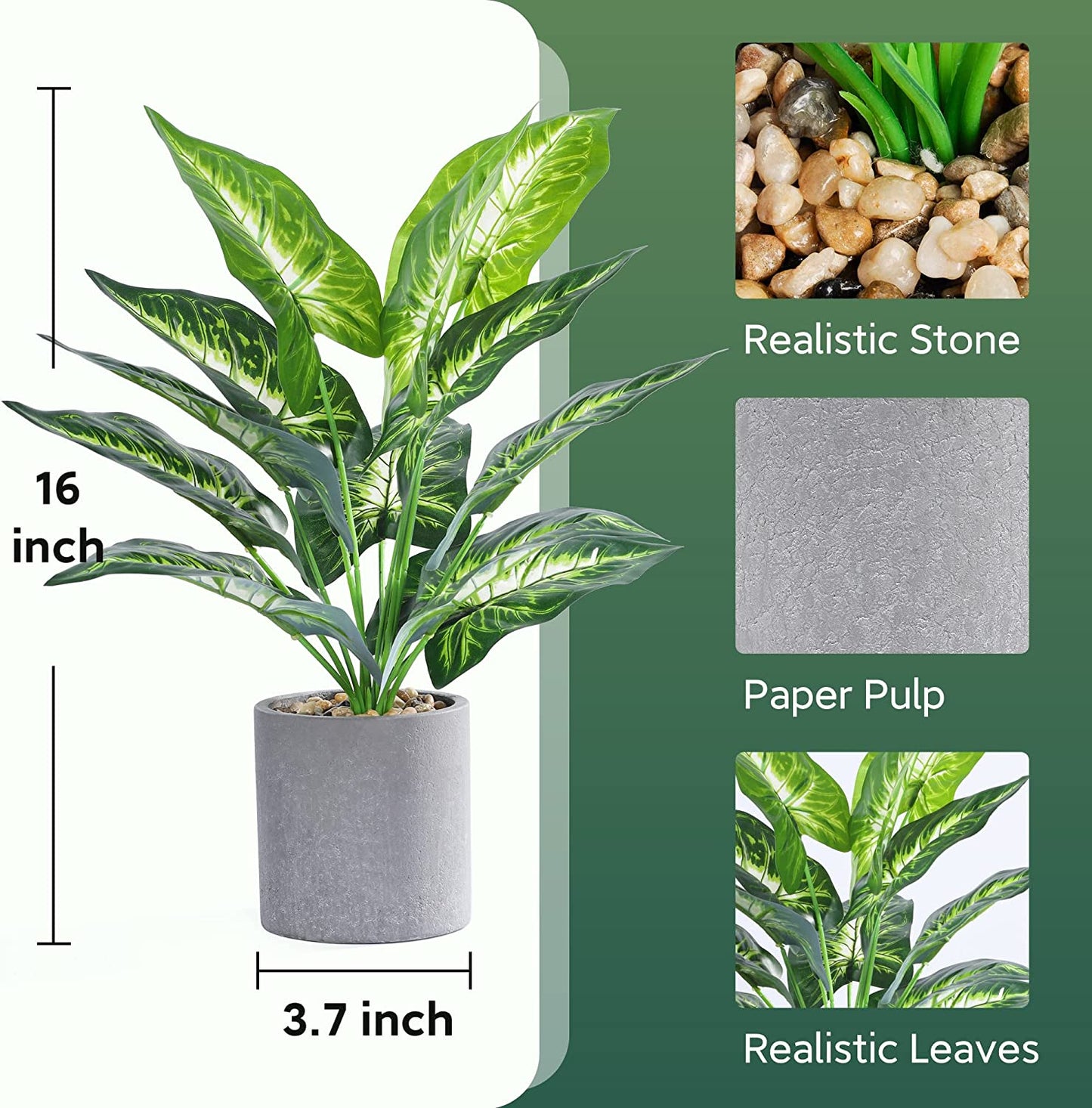 16" Small Fake Plants Artificial Potted Faux Plants for Office Desk Shelf Bathroom Home Decor