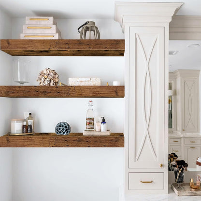 Floating Shelves for Wall Bathroom Shelf Bedroom Kitchen Farmhouse Small Book Shelf 16 Inch Set of 3, Rustic Brown (015-BN3)