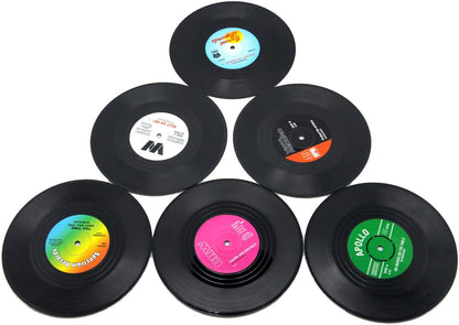 Coaster Vinyl Record Disk Coasters for Drinks - Tabletop Protection Prevents Furniture Damage (6 PCS Vinyl)