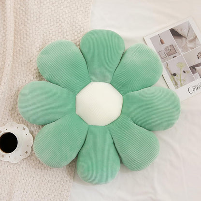 Flower Pillow, Daisy Pillow Flower Shaped Throw Pillow, Cute Decorative Pillows, Floor Pillow Seating Cushion, Plush Pillow Room Decor for Bedroom Sofa Chair (Green, 15.75")